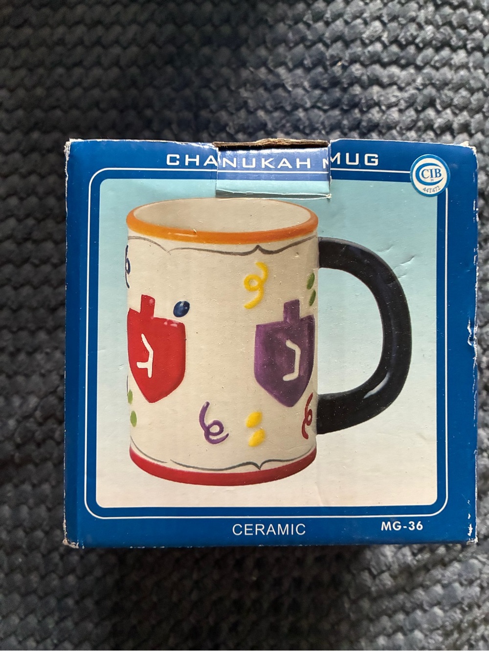 Ceramic Chanukah Mug with Colorful Dreidel Motifs - Unbranded
